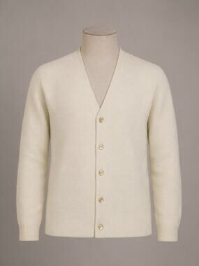 Vintage Cream 100% Wool Cardigan Sweater Mens 19th Hole Golf Preppy Fall